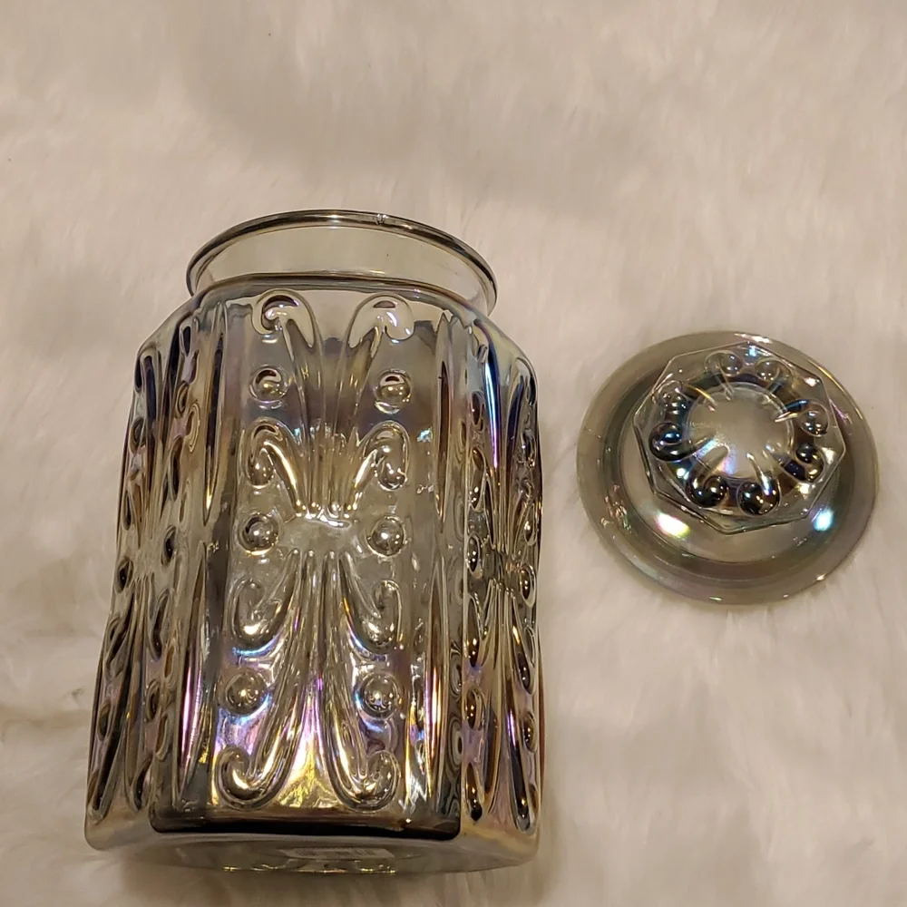 Imperial Carnival Vintage Glass Canister Atterbury Blue Cookies Jar